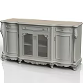 Elegant Classic Console Sideboard Cabinet With Glass Doors Drawers And Carved Ornate Legs