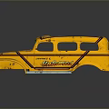Vintage Yellow Car Model With Willys Lettering Striped Decoration And Retro Design
