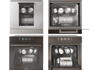 Sleek Modern Stainless Steel Dishwasher Kitchen Appliance with Digital Control and Efficient Design 3d model