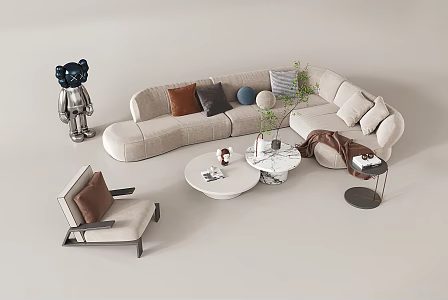 Light Luxury Multiplayer Sofa Combination 3d model
