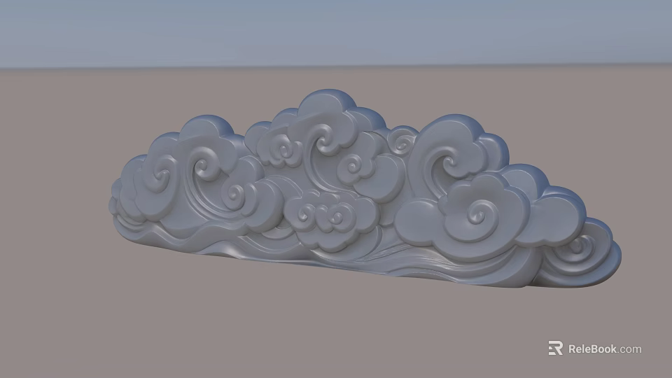 Elegant Ceramic Ornament Set With Intricate Cloud Patterns For Home Decor 3d model