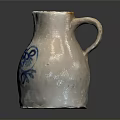White Ceramic Vase With Blue Floral Patterns And Rustic Design Details 3d model