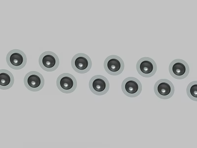 Evenly Arranged Modern Downlights and Spotlights for Home Interior Ceiling Lighting 3d model