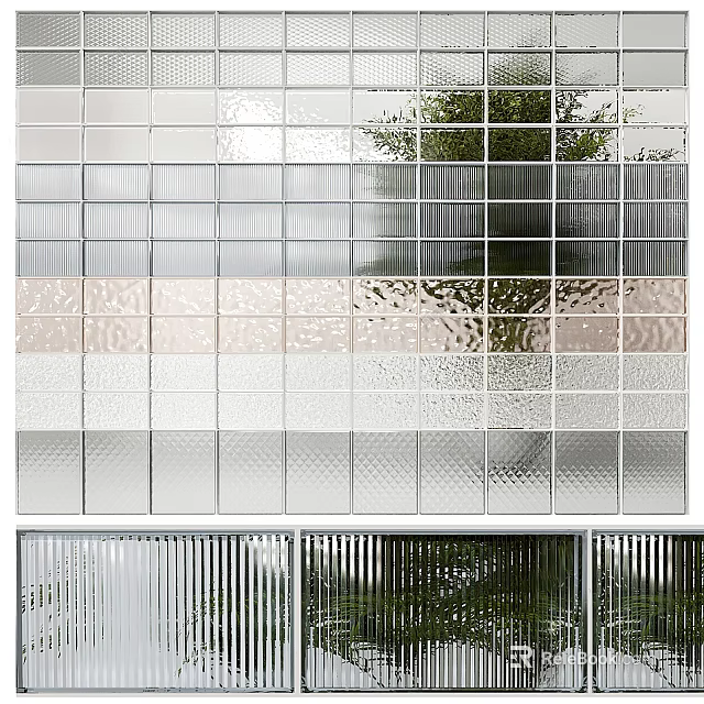 Modern Interior Glass Partition With Decorative Transparent Frosted And Textured Panels 3d model 
