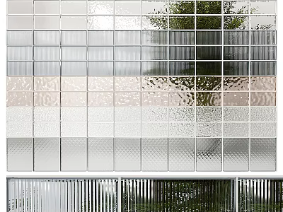 Modern Interior Glass Partition With Decorative Transparent Frosted And Textured Panels 3d model