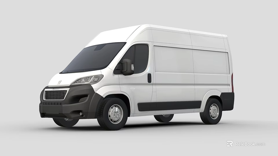 White Commercial Cargo Van With Black Windows And Sleek Exterior Design 3d model 