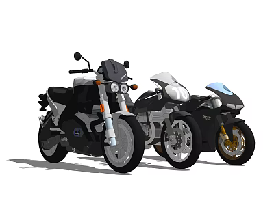 Two Sleek Motorcycles With Modern Black And White Design And Sporty Styling Features 3d model