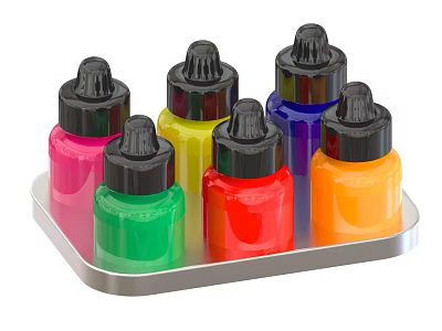 fluorescent ink ink fluorescent paint bottle glass bottle 3d model