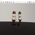Women In White Shirts Black Pants And Brown Boots Standing By Light Gray Wall