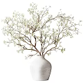 Elegant Decorative Ornament Set With White Vase And White Flower Branches