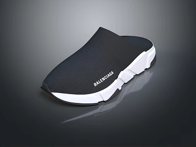 Balenciaga Black Slippers With White Sole Casual Comfortable Modern Design 3d model
