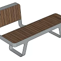 Modern Landscape Bench With Wooden Slats And Sleek Metal Frame Design