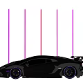 Black Sports Car With Purple Wheels And Neon Light Background
