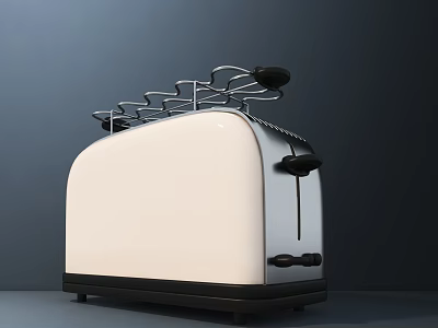 Stylish White Toaster With Metal Toast Rack Modern Kitchen Appliance Design 3d model