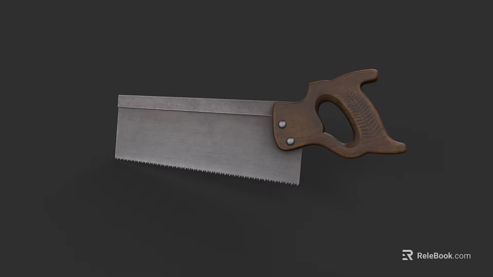 Durable Hardware Tool Hand Saw with Sharp Metal Blade and Comfortable Wooden Handle 3d model 