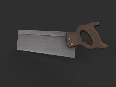 Durable Hardware Tool Hand Saw with Sharp Metal Blade and Comfortable Wooden Handle 3d model