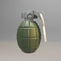 Hand Grenade Military Weapon With Green Diamond Pattern Shell And Safety Lever 3d model