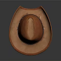 Brown Leather Cowboy Hat With Adjustable Chin Strap For Daily Wear