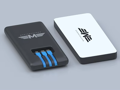 Black And White EME Logo Power Banks With Blue Striped Charging Ports 3d model