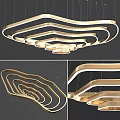 Modern Curved Layered Chandelier Design With Sleek Metal Frames And LED Lighting For Interior Spaces