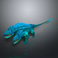 Two Headed Blue Dragon Creature With Scaly Body And Sharp Teeth