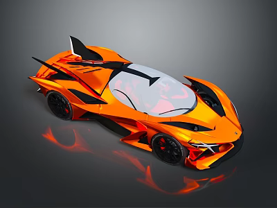 Orange Supercar With Sleek Streamlined Body Transparent Roof Black Accents And Modern Design 3d model