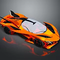 Orange Supercar With Sleek Streamlined Body Transparent Roof Black Accents And Modern Design