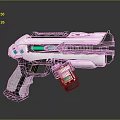 Futuristic White Gun With Blue Glowing Light And Modern Sleek Structure