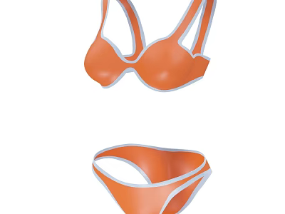 Orange Two Piece Bikini Swimsuit With White Trim And Modern Design 3d model