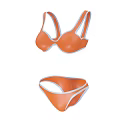Orange Two Piece Bikini Swimsuit With White Trim And Modern Design