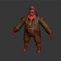 Muscular Game Fantasy Character With Red Braided Beard Green Tunic Brown Pants And Red Gloves