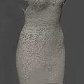 Elegant Strapless Lace Dress With Intricate Floral Patterns And Fitted Design