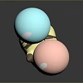 Cute Yellow Cartoon Sculpture With Blue Pink Balloons And Exclamation Marks Design