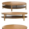 Wooden Two Tier Coffee Table With Round And Oval Designs For Living Room