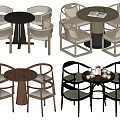 Modern Round Table And Chair Sets With Various Styles And Color Combinations 3d model