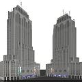 Modern Commercial Complex With Twin High Rise Buildings Architectural Facade And Retail Spaces