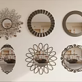 Assorted Decorative Wall Mirrors Featuring Diverse Shapes And Ornate Patterns For Interior Design 3d model
