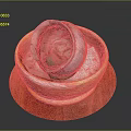 Nested Layered Bowl Shaped Sculpture Carving With Wooden Base And Colorful Details
