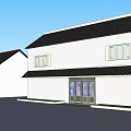 Traditional Chinese Style Houses With White Walls And Black Tiled Roofs Design