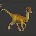 Realistic 3D Rendered Walking Dinosaur With Yellow Orange Body And Red Head