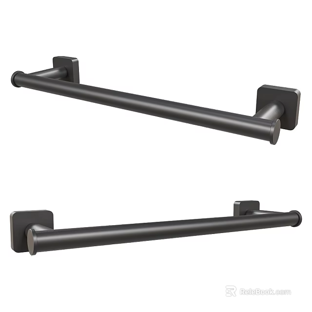 Black Wall Mounted Bathroom Towel Bars With Modern Metal Design 3d model 