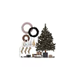 Christmas Festive Decorative Ornament Set With Wreaths Cones Stockings Tree And Gifts