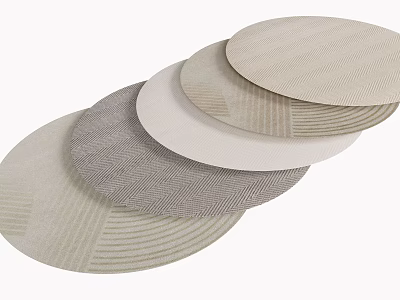 Stacked Round Rugs With Neutral Tones Woven Textured Patterns For Home Decor 3d model