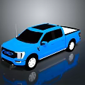 Blue Ford Pickup Truck With Shiny Exterior And Double Cab Design