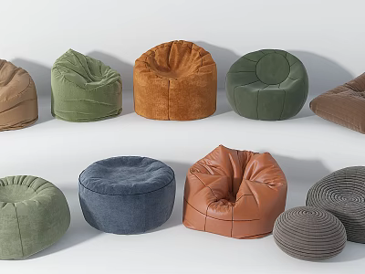 Multiple Colored Bean Bag Chairs With Various Modern Designs And Comfortable Styles 3d model