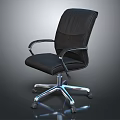 Modern Black Office Chair with Metal Armrests and Rolling Metal Base