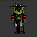 Modern Sport Green Yellow Motorcycle With Red Accents Black Seat Visible Engine And Sleek Design