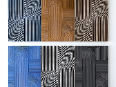 Decorative Wall Panels With Various Colors And Textured Striped Wavy Patterns 3d model