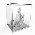 Decorative Ornament Set Featuring Green Malachite Crystals in Transparent Display Case