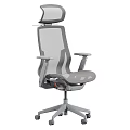 Gray Mesh Ergonomic Single Office Chair with Adjustable Headrest and Armrests 3d model